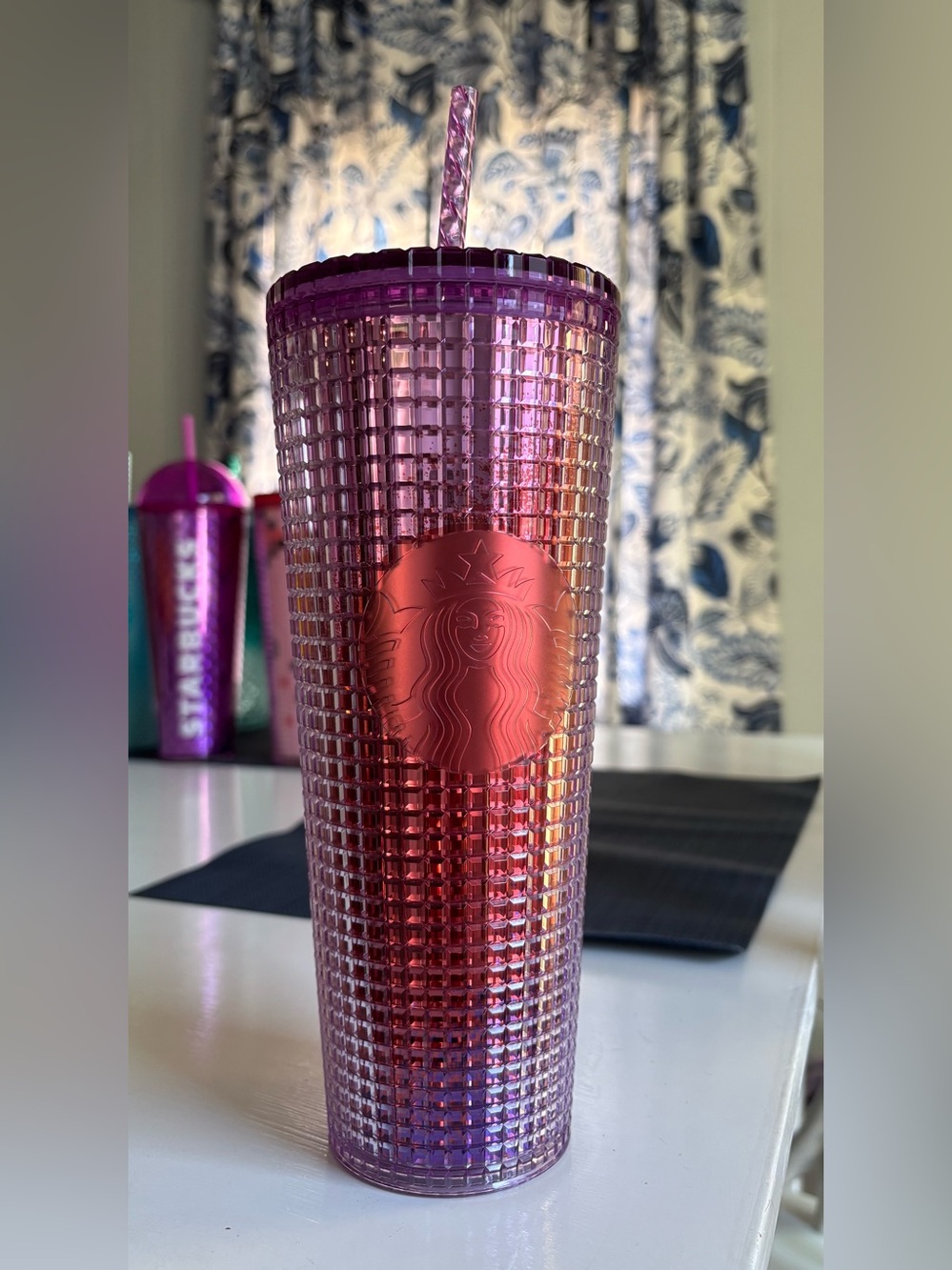 Starbucks Purple Pink Ombre Grid Venti Tumbler